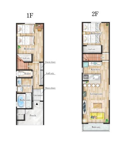 a plan of the floor plan of a condo at tazuraya-ritsurin-一棟貸切-無料駐車場 in Takamatsu