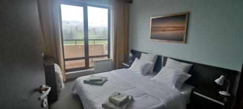 een hotelkamer met een bed en een raam bij Terra SP apartments-Razlog in Razlog