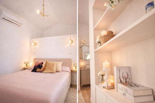 En eller flere senge i et værelse på Romantica Corte dei limoni Piscinas