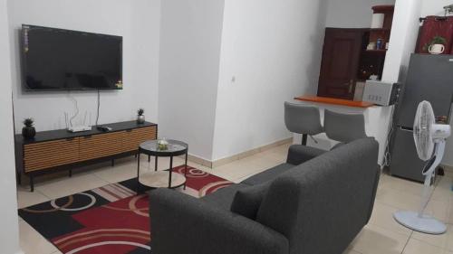 ein Wohnzimmer mit Sofa und Fernseher in der Unterkunft DS Residence509 in Bingerville