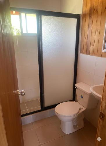 Et badeværelse på Cabañas los Jardines de Lican ray