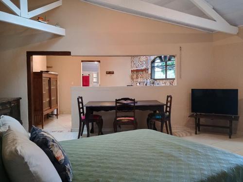 Et tv og/eller underholdning på Loft Aconchegante Perequê-açu