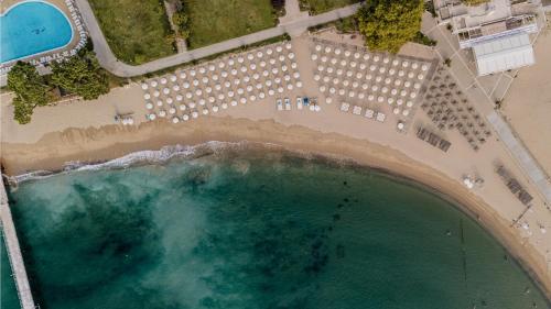 an overhead view of a beach and the ocean at HVD Nympha Hotel - Adults Only - Private Beach & Free Parking in Golden Sands