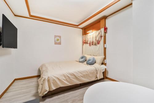 una camera da letto con un letto e una TV a schermo piatto di MIIN Stay a Seul