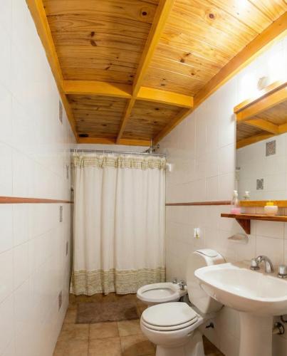 a bathroom with a toilet and a sink at Loft PetFriendly en Maipú cerca de Bodegas y Viñedos, con Jardín, Juegos Infantiles y Cochera in Maipú