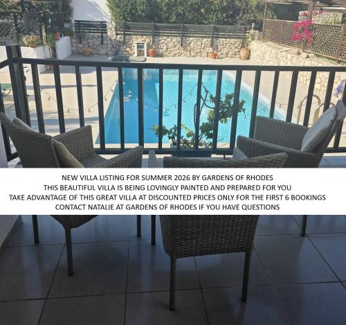 2 Bedroom Villa with Pool Pylona Gardens close to Lindos