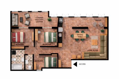 una planimetria di una casa di Luxurious apartment at top location with scenic mountain view a Tétouan