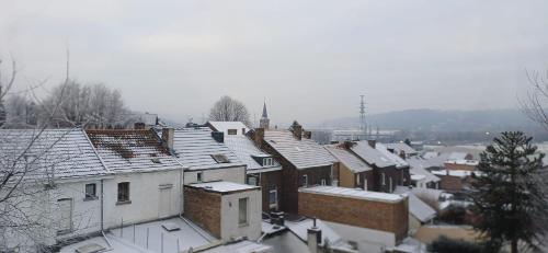een groep huizen bedekt met sneeuw bij CHAMBRE Privée in Seraing