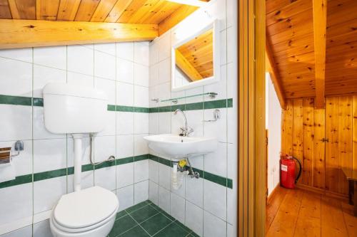 a bathroom with a toilet and a sink at Villa Anastasia in Ieromónachos