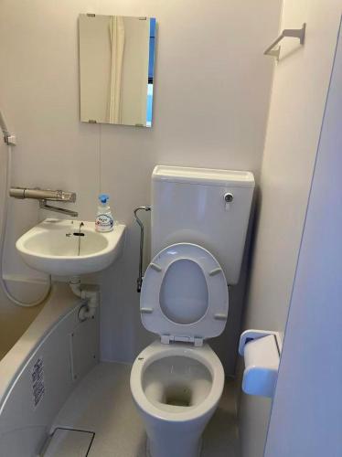 a small bathroom with a toilet and a sink at Vivi House in Kyoto