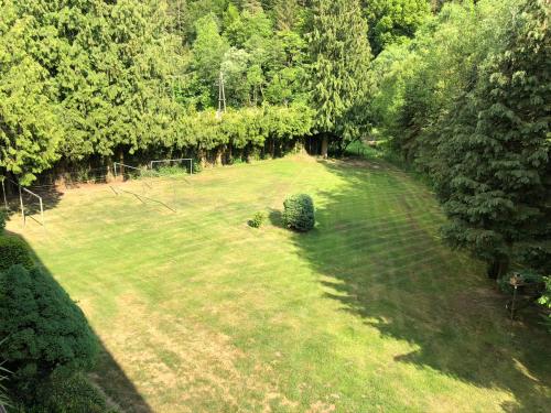 an aerial view of a yard with a bush in the grass at Kremstalhof in Gföhl