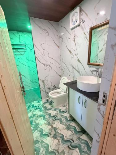 a bathroom with a sink and a toilet at TTN - The Trekker's Nest in Joshīmath
