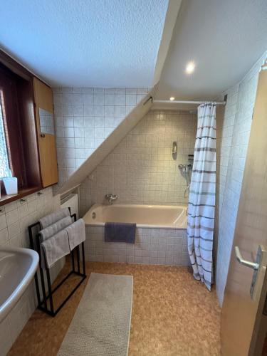 Et badeværelse på Ferienwohnung im Herzen Tribergs
