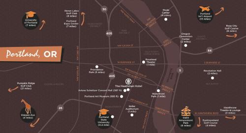 a map of the pullmutant or area at Heathman Hotel in Portland