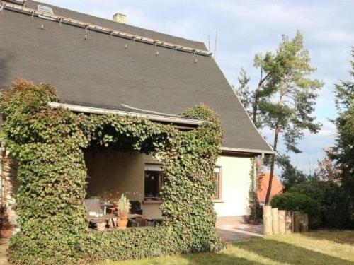 a house with a ivy growing up the side of it at Apartment mit Pool by Interhome in Bad Schmiedeberg