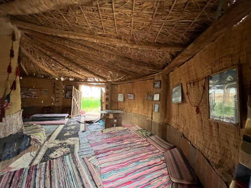 an inside view of a room with a rug at The Garden Under The Moon in Al Ḩayz