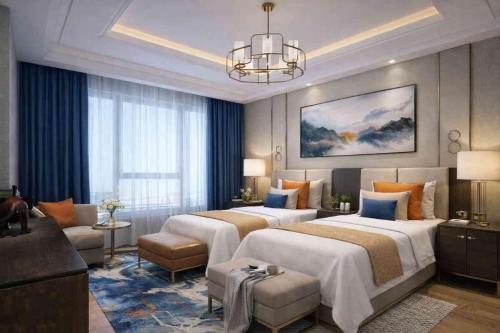 En eller flere senge i et værelse på Vista Luxurious Resort and Funpark