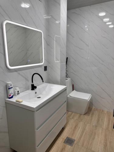 ein weißes Badezimmer mit Waschbecken und Toilette in der Unterkunft Sweet Home in Wanadsor