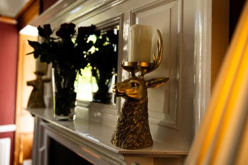 una statua di una testa di cervo su uno scaffale di Rhumhor House a Carrick