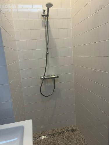 a shower with a hose in a bathroom at Ons Bijhuis in Wijk aan Zee