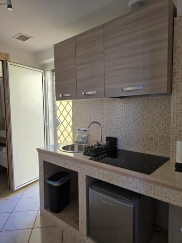 una cucina con un lavello e un piano di lavoro di Aurora Residence a Roma