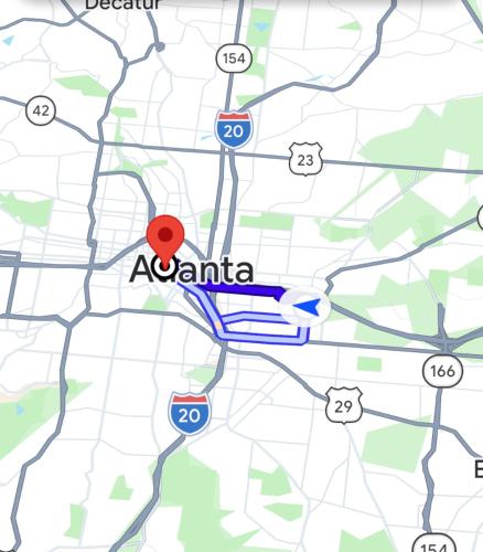 a map ofania with a red dot at McDaniel House Private Room 6 Shared Bathroom in Atlanta
