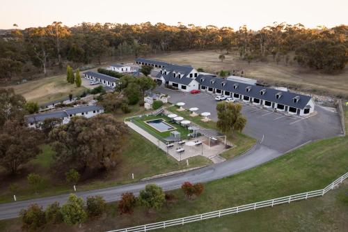 an aerial view of a building with a parking lot at Clare Valley Motel in Clare
