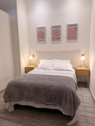 a bedroom with a large bed and two tables with lamps at Martita House in Clorinda