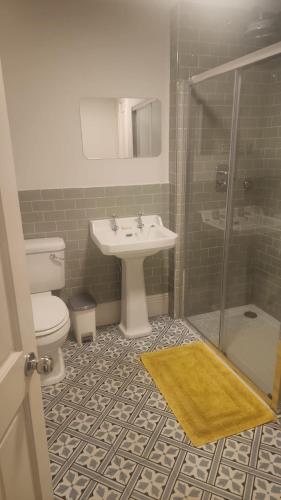 a bathroom with a toilet and a sink and a shower at The Windsor Room in Windsor