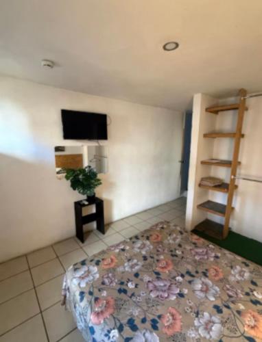 a bedroom with a bed and a tv on a wall at Laguna 02 in Tampico