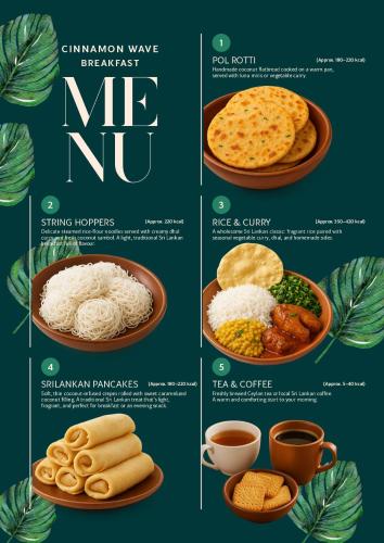 three posters with different types of food and drinks at Cinnamon Wave Villa - Thalaramba, Mirissa in Matara