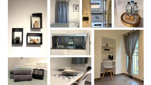 a collage of photos of a kitchen and a living room at Casina al Lago in Lavena Ponte Tresa