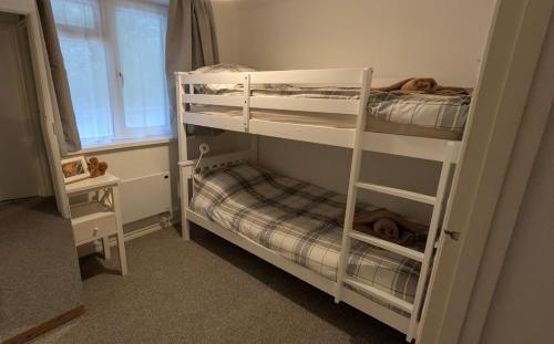 a bedroom with two bunk beds and a window at Shanklin Beach - Napier in Shanklin