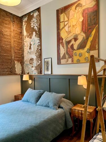 Krevet ili kreveti u jedinici u okviru objekta Hostal Dinamarca