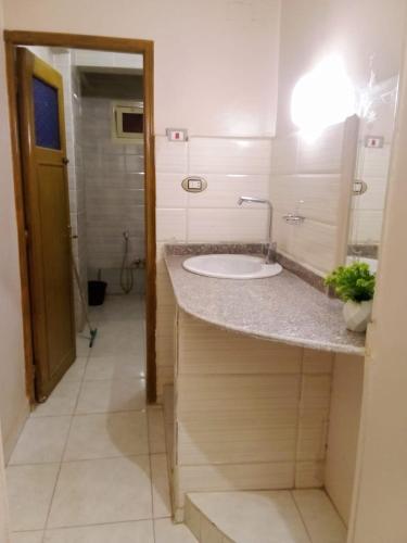 a bathroom with a sink and a counter top at Nile palace in Jazīrat Aswān