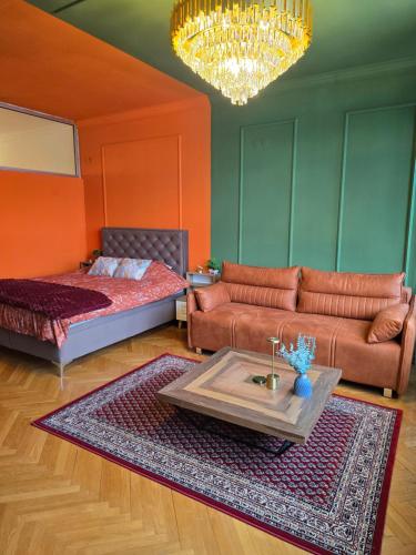 En eller flere senge i et værelse på Diamond Apartments Niš