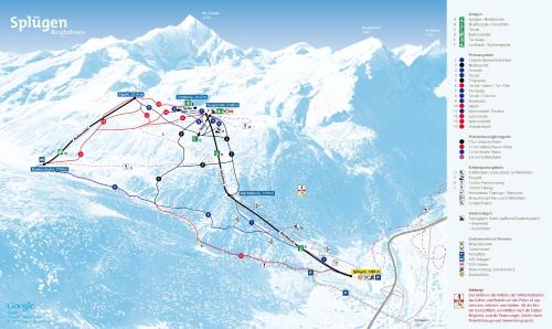 a map of a ski slope with mountains in the background at Gasthaus Alpenrose in Innerferrera