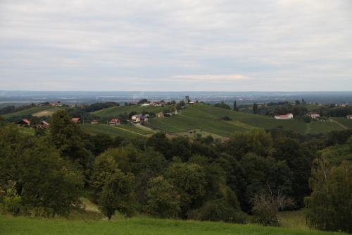 a view of green hills with trees and houses at Holiday Home Mađerka in Štrigova