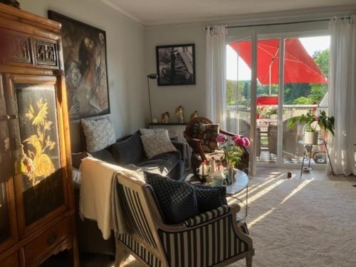 Posezení v ubytování Golfplatz Motzen-Apartment mit Aussicht und vielem Komfort