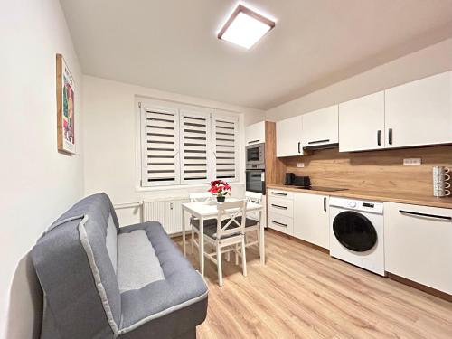 Køkken eller tekøkken på Apartmánový byt Nad řekou