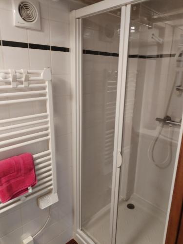 una doccia con porta in vetro in un bagno di Danae 2 a Saint-Martin-de-Ré