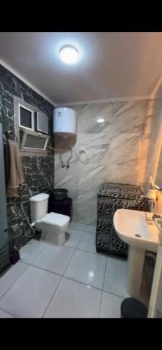 a bathroom with a toilet and a sink at شقة خاصة in Cairo