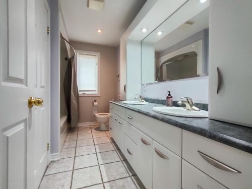 a bathroom with a sink and a toilet at Muskoka 4-Bedroom Cottage in Port Carling