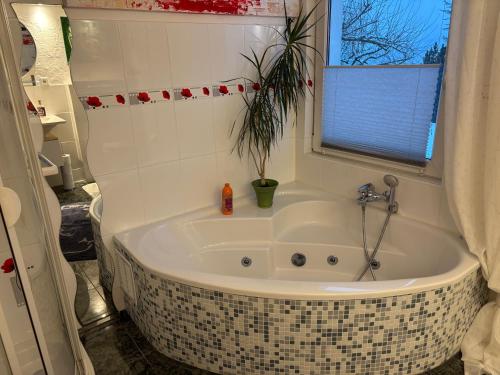 Et badeværelse på Ferienwohnung Sorpeblick