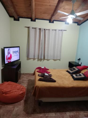 una camera da letto con un letto e una TV a schermo piatto di Malargue Style a 100 MTS del Centro a Malargüe