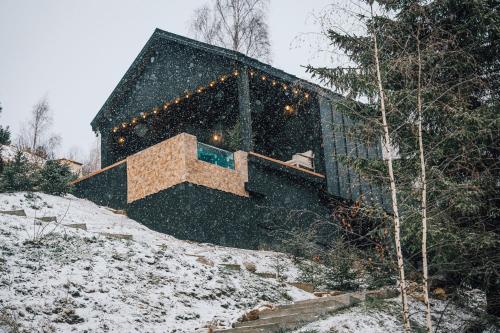 una casa in cima a una collina innevata di Noma Cabin a Măguri