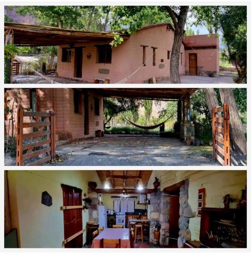 two pictures of a house and a barn at Refugio de Olivia in Juella