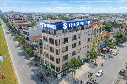 an overhead view of a building with a street sign on it at The Sun Hotel Pho Co Ninh Binh in Ninh Binh
