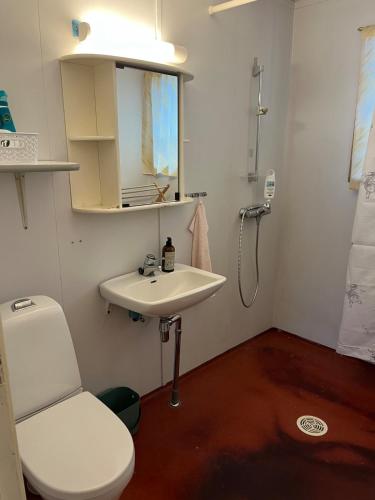 a bathroom with a toilet and a sink at Bestemorhuset in Øye