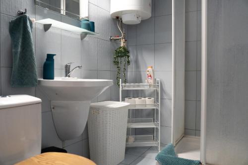 a small bathroom with a sink and a toilet at HollidayVillage 5B in Matka Božia